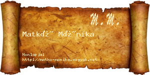 Matkó Mónika névjegykártya